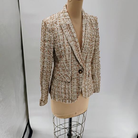 Veronica Beard Cutaway Dickey Tweed Blazer Jacket - Ivory - Size 4 - Picture 8 of 13